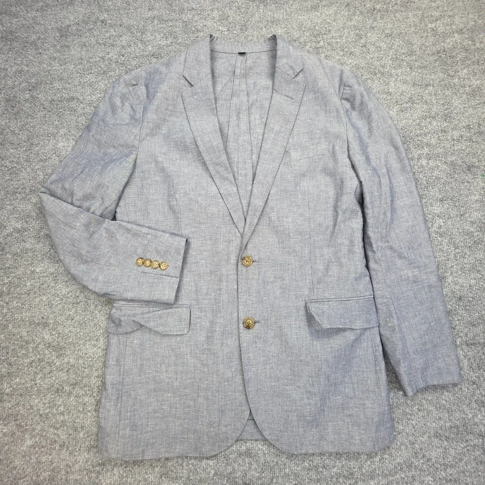 J.Crew Ludlow Somelos Blazer Men's 40R Gray-Blue Linen Blend 2-Button